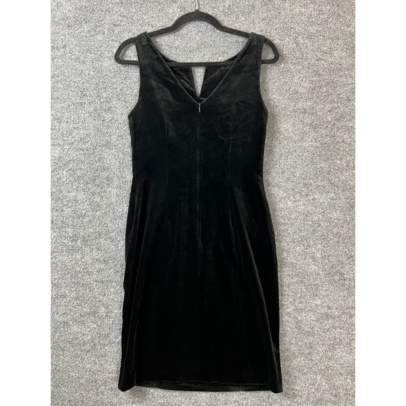 Laura Ashley Dress 0/2 Vintage Black Velvet Beaded Embroidered Sheath Cocktail - Picture 6 of 9